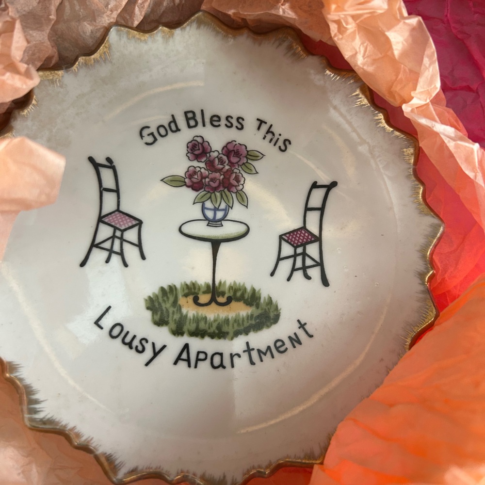 Vintage Decorative Plate with Gold Trim